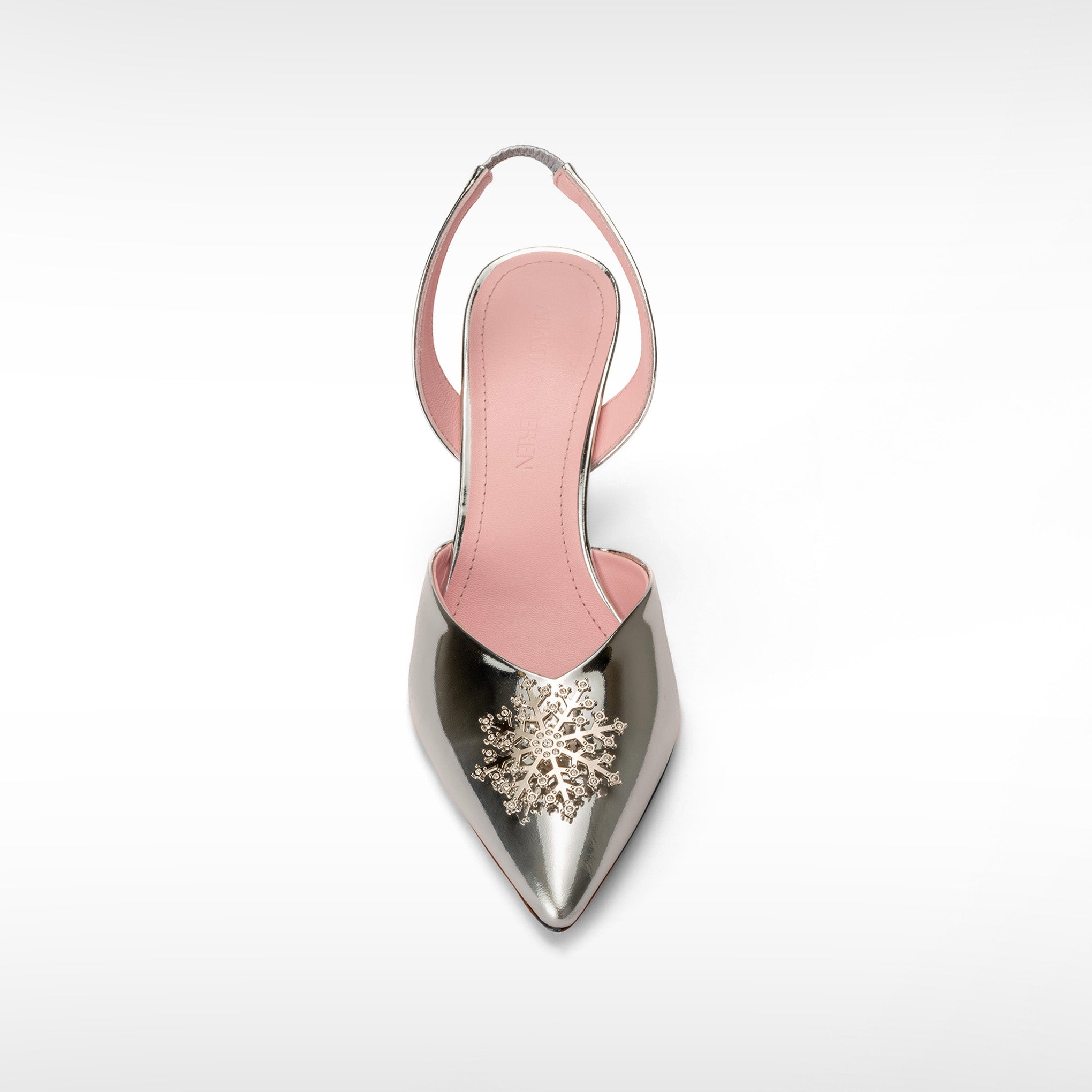 Maksim Slingback in Reflex Leather w/Snowflake – ANASTASIA EREN
